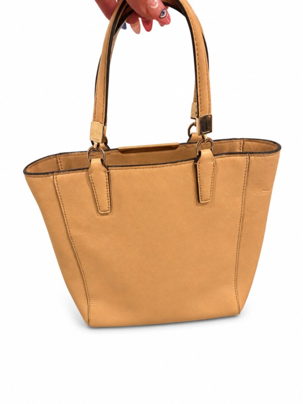 Coach 29001 Saffiano Leather Mini North South Madison Tote Bag Purse Tan - Picture 4 of 7